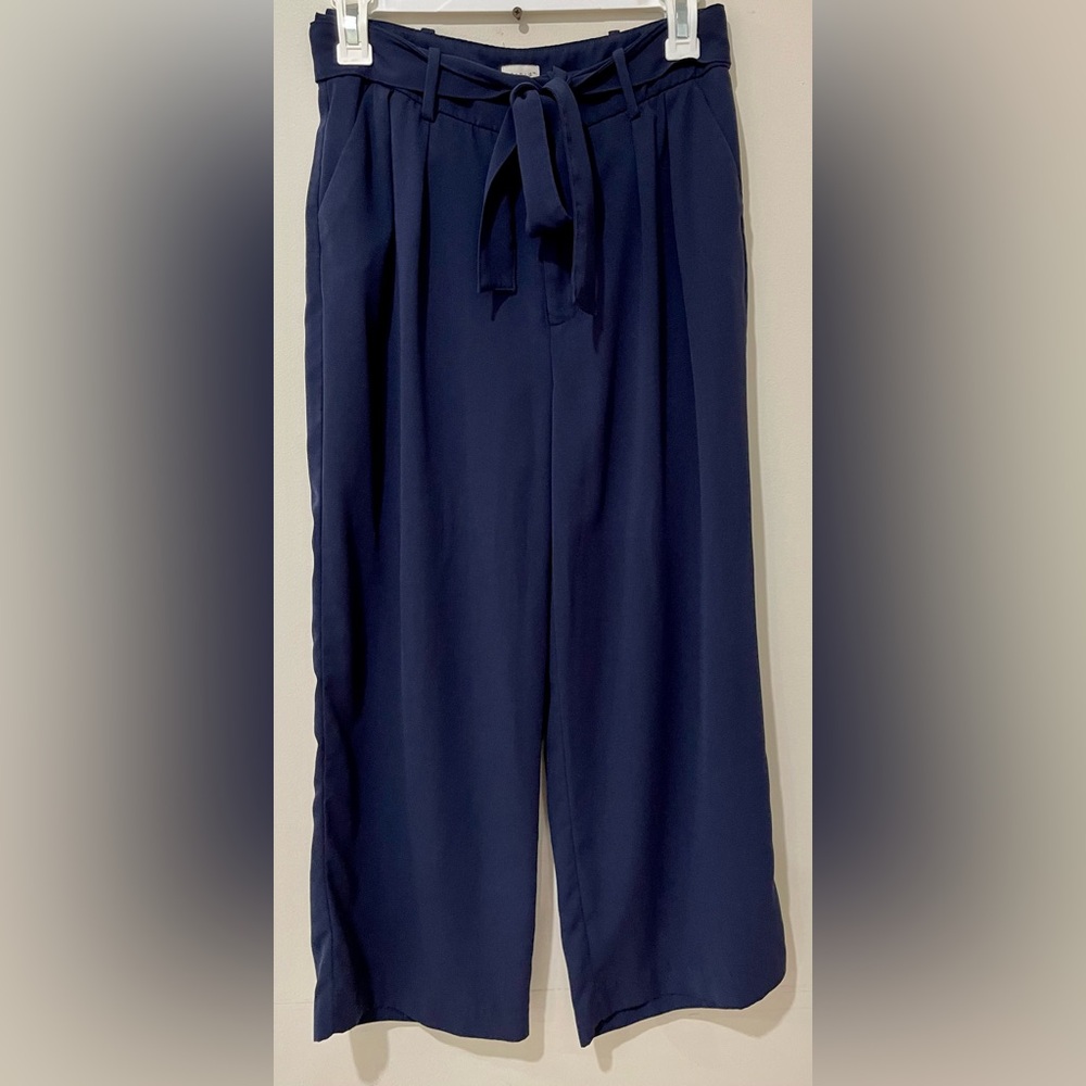 A New Day Flowy Navy Women's Ankle Wide Leg Trousers